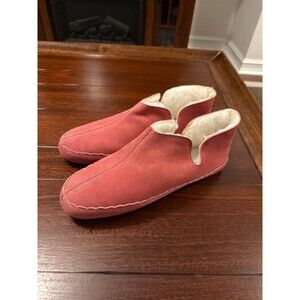 Daniel Green Shearling Suede Slippers Style 8100 Made in USA Pink size 9.5-10